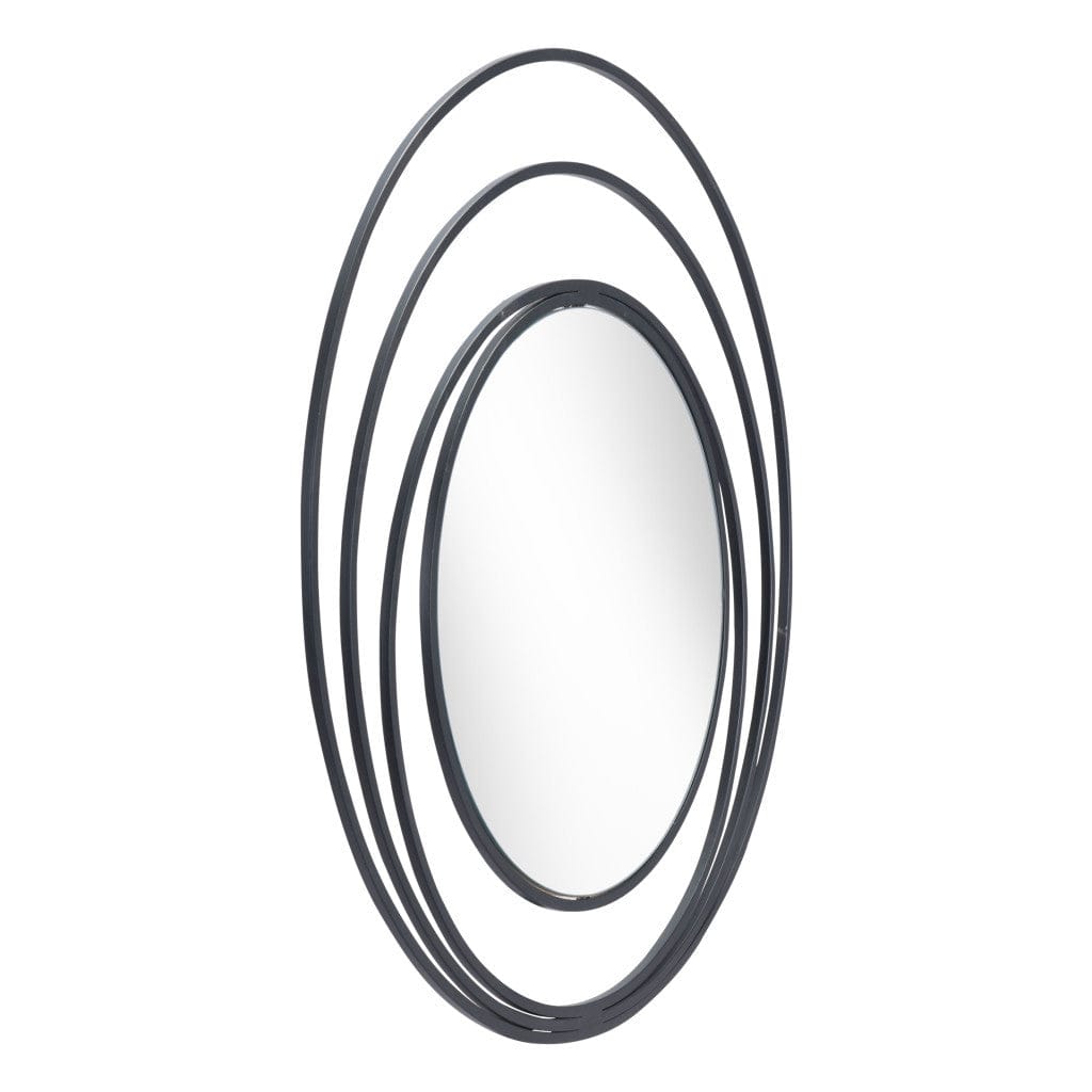 32" Black Concentric Circles Round Wall Mirror