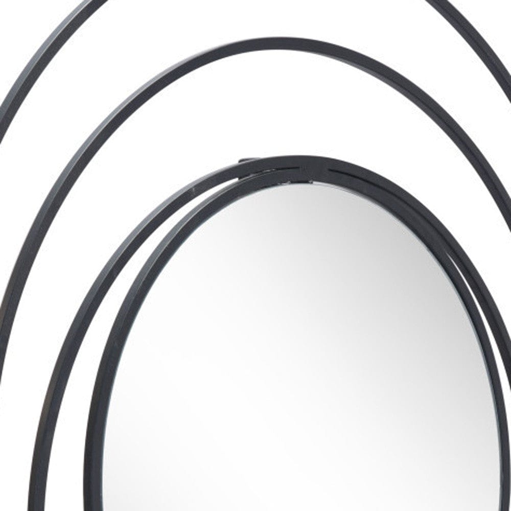 32" Black Concentric Circles Round Wall Mirror