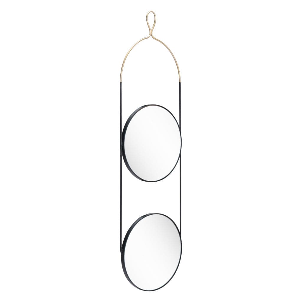 41" Gold and Black Round Accent Steel Mirror - Homeroots