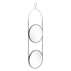 41" Gold and Black Round Accent Steel Mirror - Homeroots