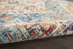 5' X 7' Blue And Ivory Power Loom Area Rug - Homeroots