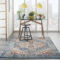 5' X 7' Blue And Ivory Power Loom Area Rug - Homeroots