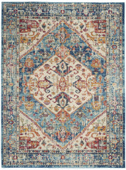 5' X 7' Blue And Ivory Power Loom Area Rug - Homeroots