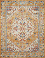 5' X 7' Ivory and Yellow Center Medallion Area Rug