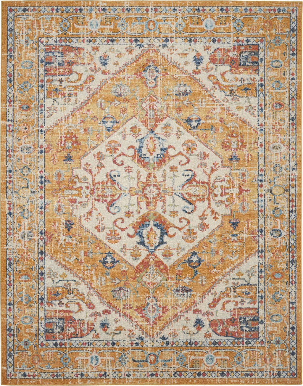 7' X 10' Yellow And Ivory Dhurrie Area Rug - Homeroots