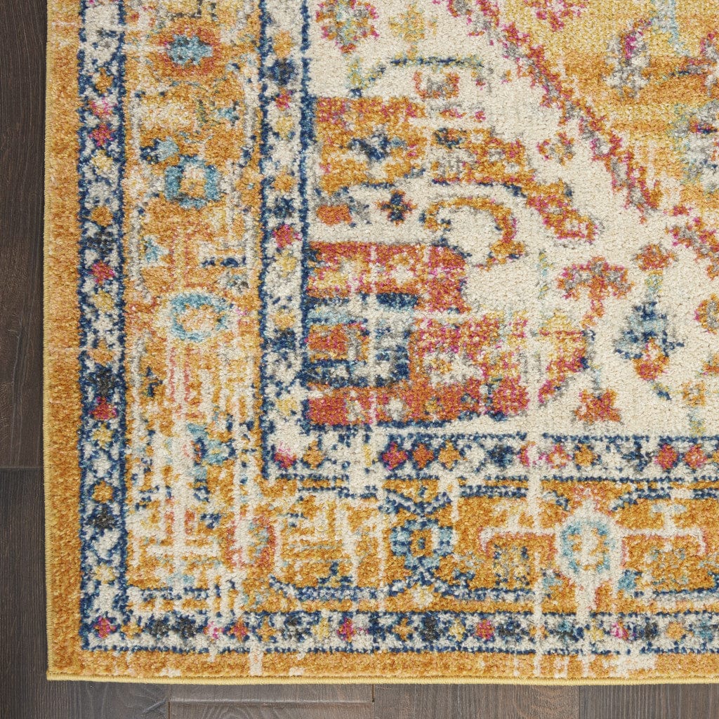 7' X 10' Yellow And Ivory Dhurrie Area Rug - Homeroots