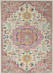 4' X 6' Pink And Ivory Southwestern Dhurrie Area Rug