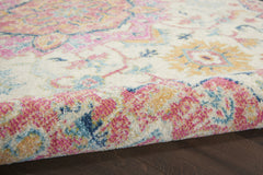 5' X 7' Pink And Ivory Southwestern Dhurrie Area Rug