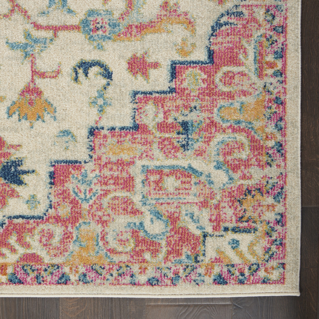 7' X 10' Pink And Ivory Southwestern Dhurrie Area Rug - Homeroots