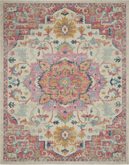 8' X 10' Pink And Ivory Southwestern Dhurrie Area Rug