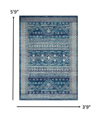 4' X 6' Navy Blue Power Loom Area Rug