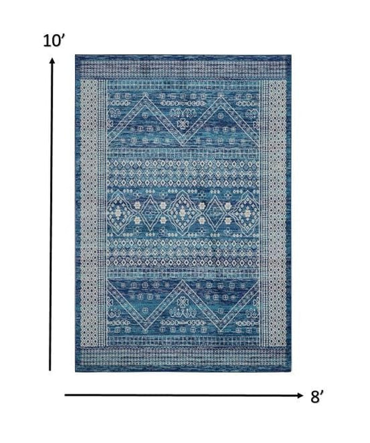 8' X 10' Navy Blue Power Loom Area Rug - Homeroots