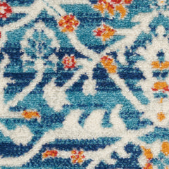 4' X 6' Blue And Ivory Floral Power Loom Area Rug