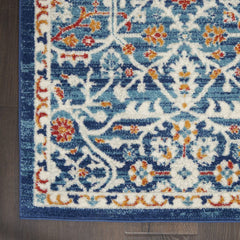 4' X 6' Blue And Ivory Floral Power Loom Area Rug