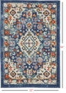 2' X 3' Blue And Ivory Medallion Scatter Rug