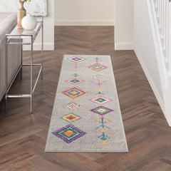 8' Gray Geometric Berber Runner Rug - Homeroots