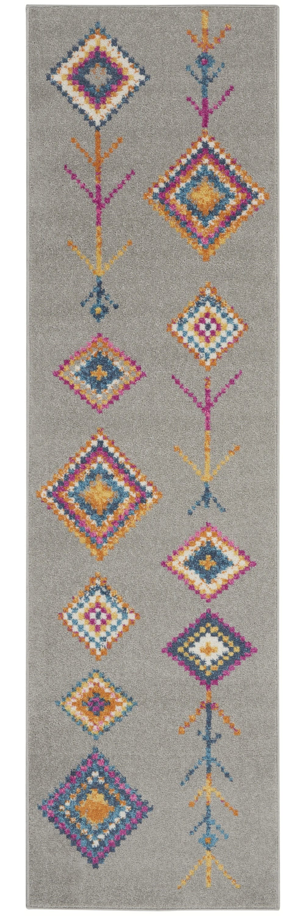 8' Gray Geometric Berber Runner Rug - Homeroots