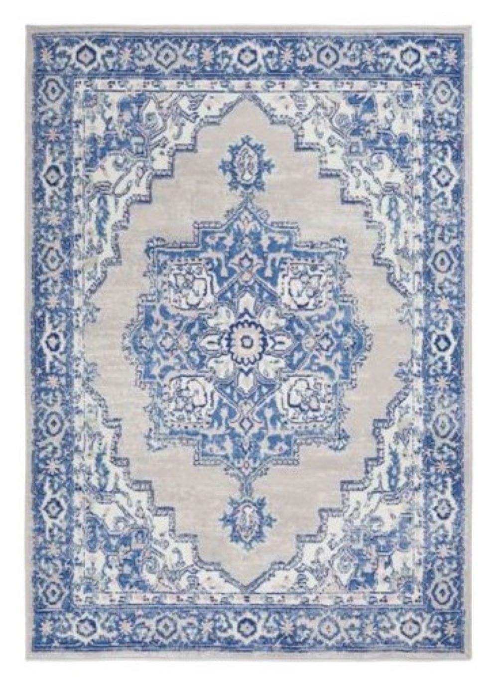 6' X 9' Blue Gray Floral Dhurrie Area Rug - Homeroots