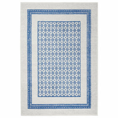 6' X 9' Navy Blue Geometric Dhurrie Area Rug - Homeroots