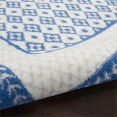 6' X 9' Navy Blue Geometric Dhurrie Area Rug - Homeroots