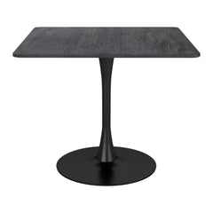 35" Black Square Steel Pedestal Base Dining Table