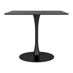 35" Black Square Steel Pedestal Base Dining Table