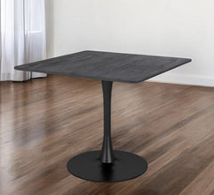 35" Black Square Steel Pedestal Base Dining Table