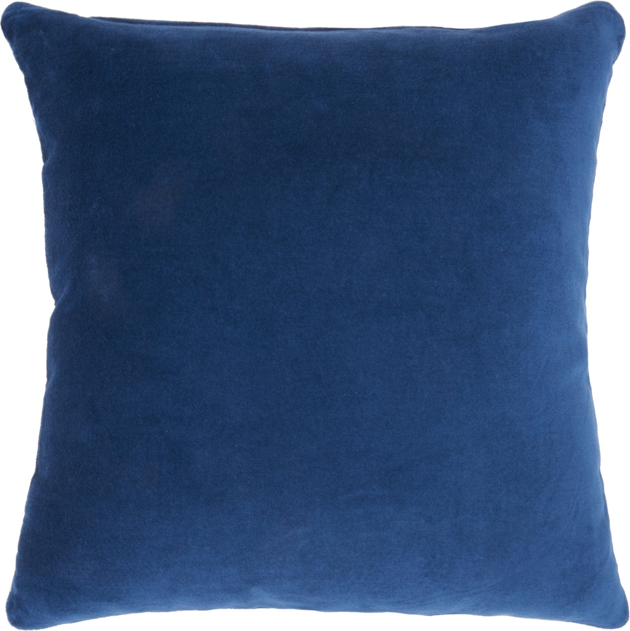 16" Navy and Ivory Velvet Throw Pillow - Homeroots