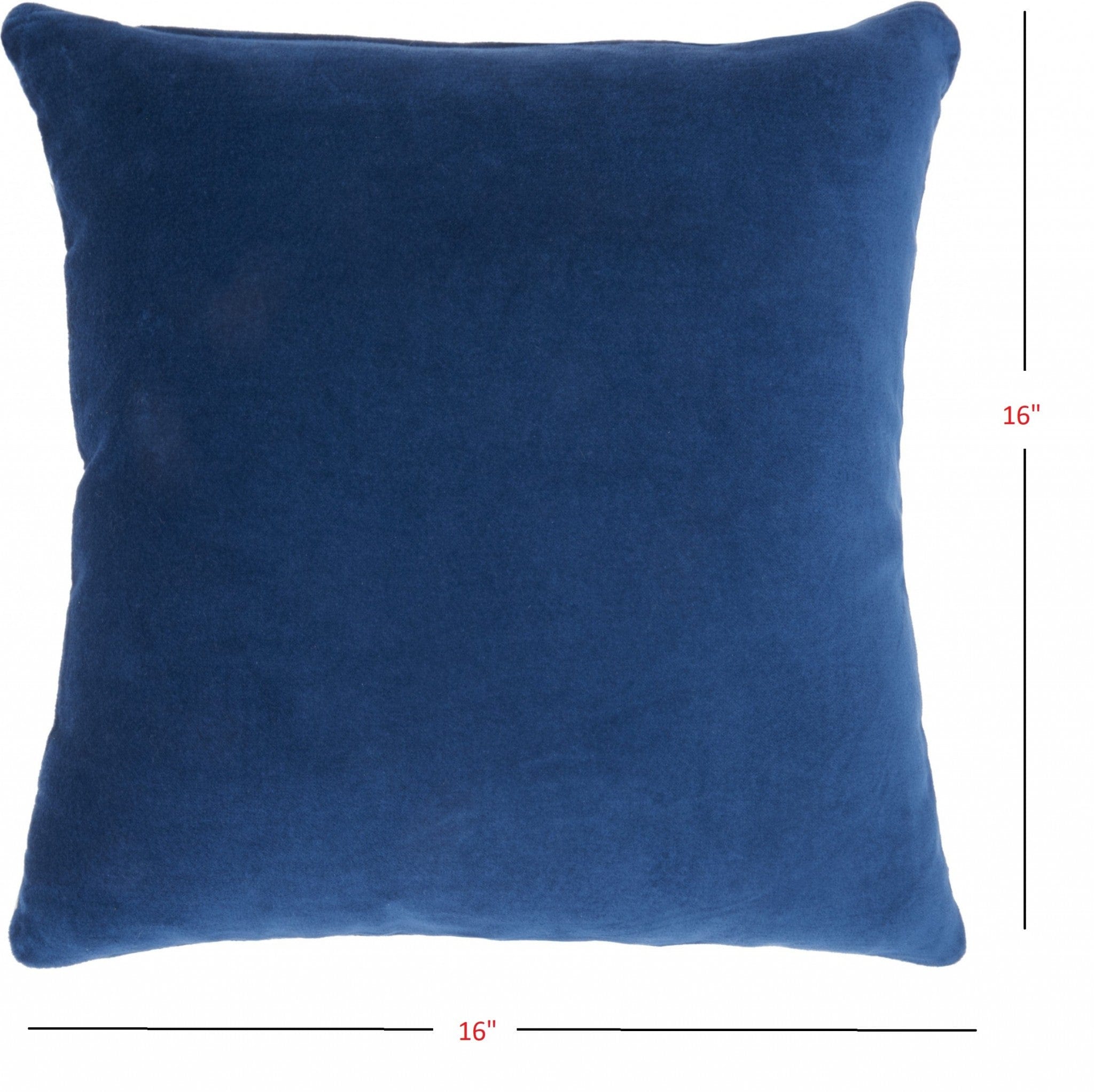 16" Navy and Ivory Velvet Throw Pillow - Homeroots