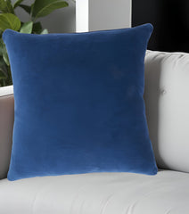 16" Navy and Ivory Velvet Throw Pillow - Homeroots