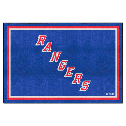 New York Rangers 5ft. x 8 ft. Plush Area Rug - New York Rangers