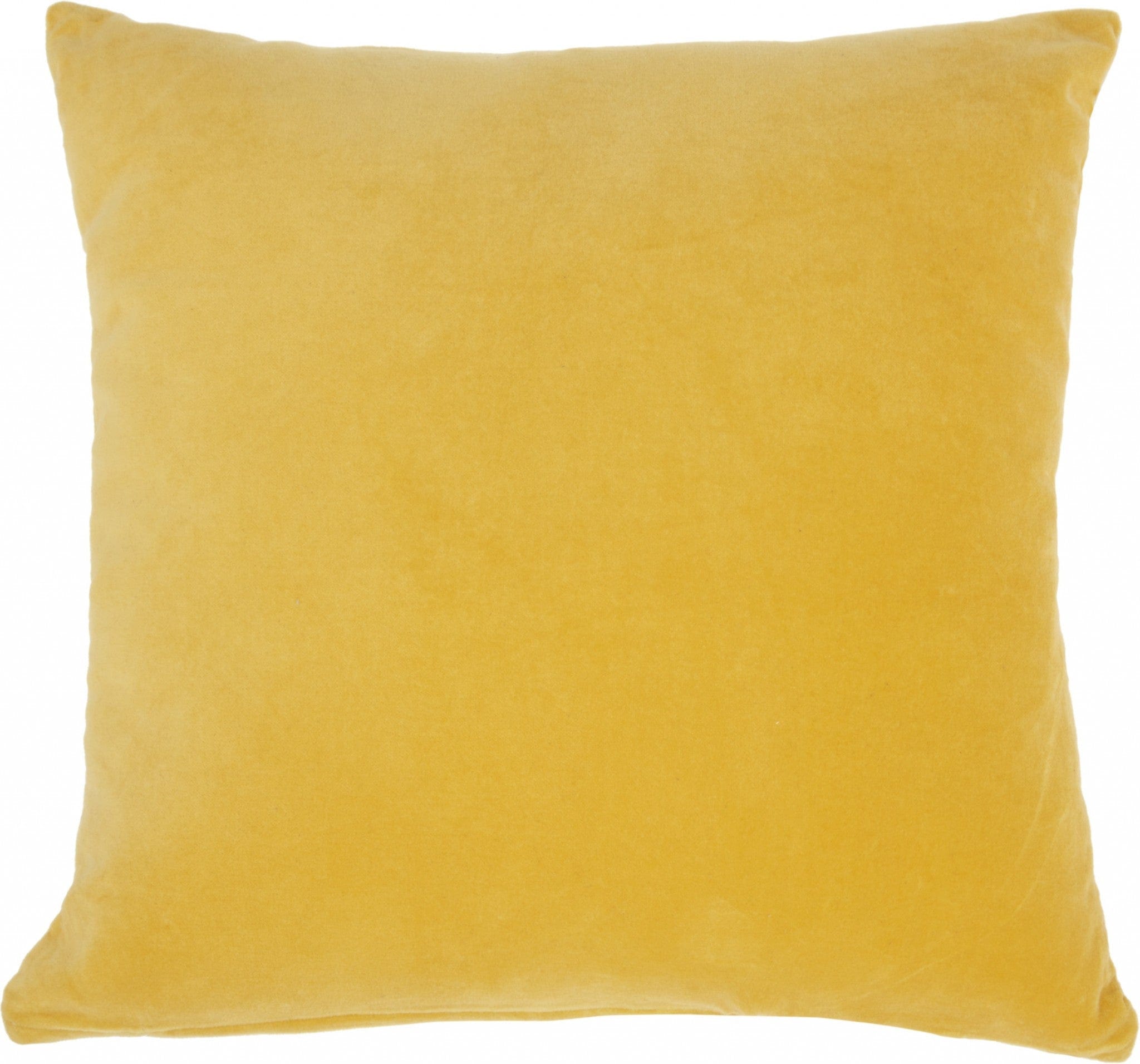 16" X 16" Yellow Solid Color Velvet Throw Pillow - Homeroots