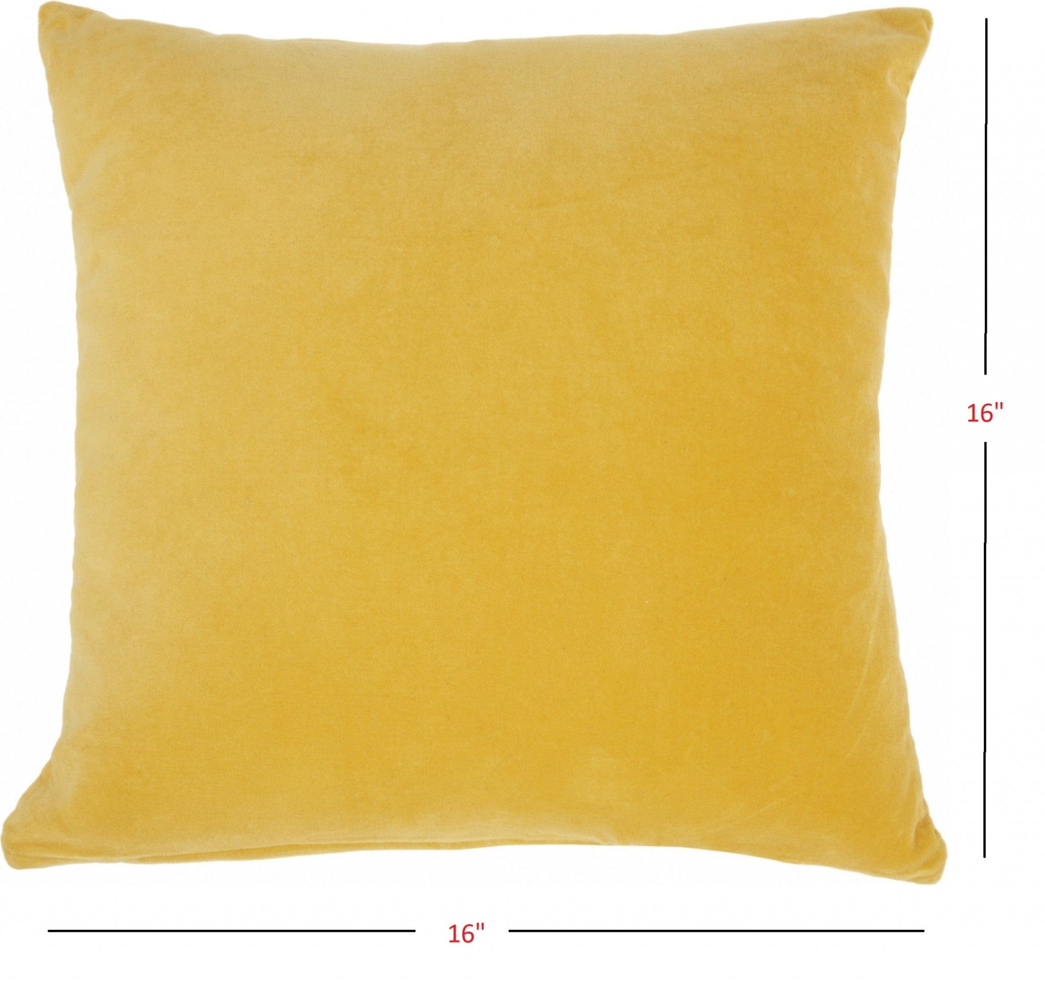 16" X 16" Yellow Solid Color Velvet Throw Pillow - Homeroots