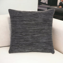 Charcoal Distressed Stripes Throw Pillow - Homeroots