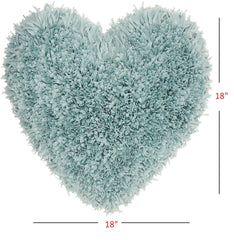 Heart Shaped Celadon Shag Accent Pillow