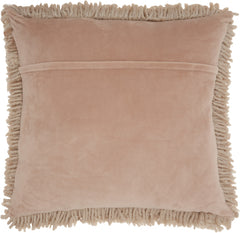 Fluffy Beige Shag Accent Throw Pillow