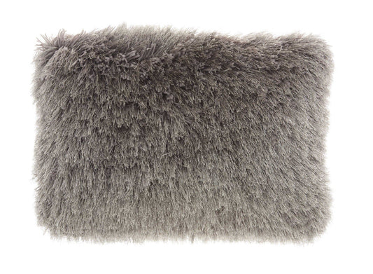 14" X 20" Slate Gray Faux Fur Throw Pillow - Homeroots