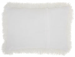 14" X 20" White Super Shaggy Throw Pillow