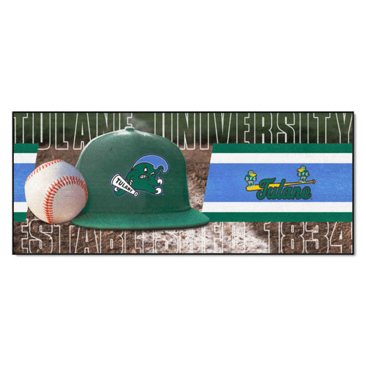 Alfombra de corredor de béisbol Tulane Green Wave - 30 pulgadas x 72 pulgadas.