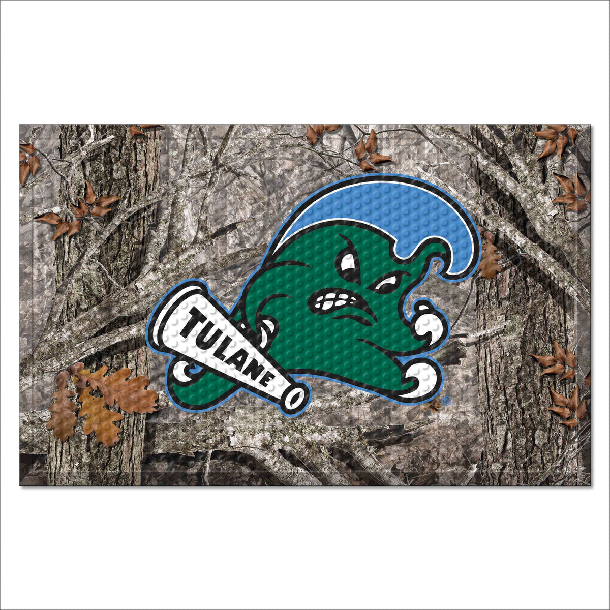 Tulane Green Wave Rubber Scraper Door Mat