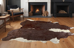 6' X 7' Brown And White Natural Cowhide Area Rug - Homeroots