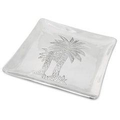 Square Silver Palm Tree Plate