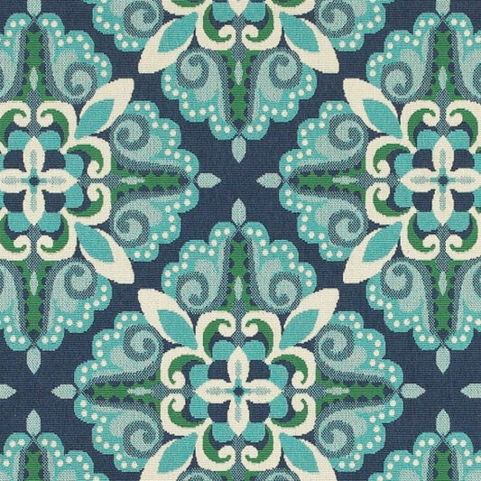 4' X 6' Blue and Green Indoor Outdoor Area Rug