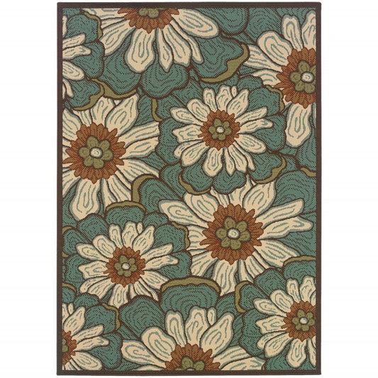 8' X 11' Blue Indoor Outdoor Area Rug - Homeroots