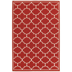 2' X 3' Red and Ivory Indoor Outdoor Area Rug