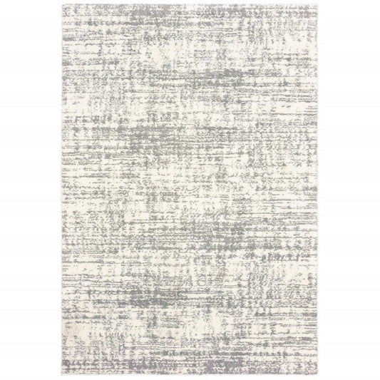 2' X 3' Gray and Ivory Shag Power Loom Area Rug - Homeroots