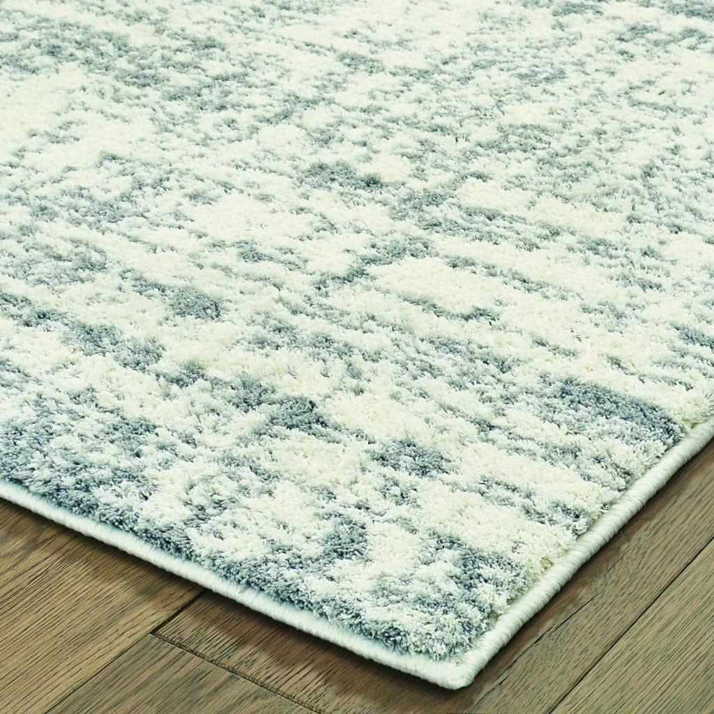 2' X 3' Gray and Ivory Shag Power Loom Area Rug - Homeroots