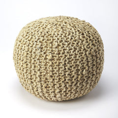 19" Natural Jute Round Pouf Ottoman - Homeroots