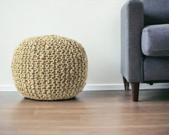 19" Natural Jute Round Pouf Ottoman - Homeroots