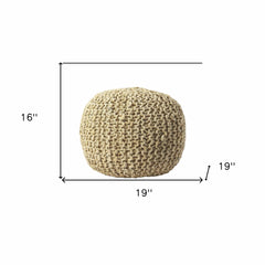 19" Natural Jute Round Pouf Ottoman - Homeroots